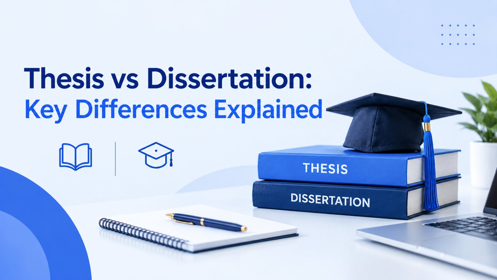 Thesis vs dissertation comparison showing academic research differences